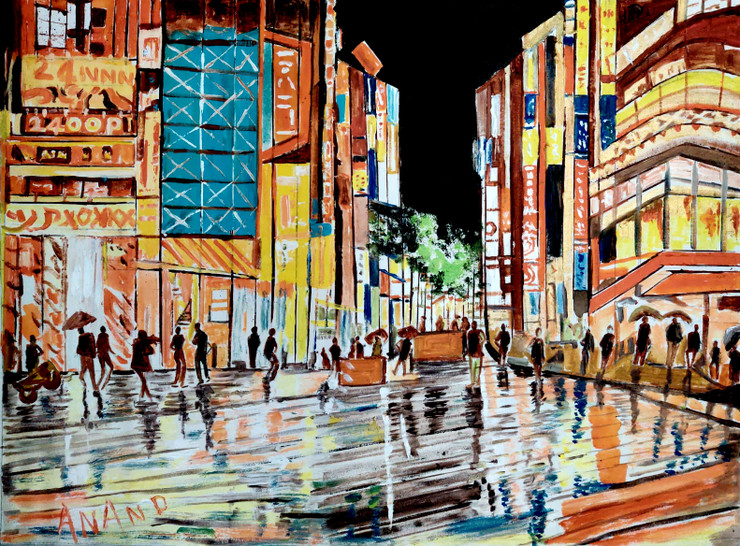 DAZZLING CITY (ART_6175_55392) - Handpainted Art Painting - 41in X 30in