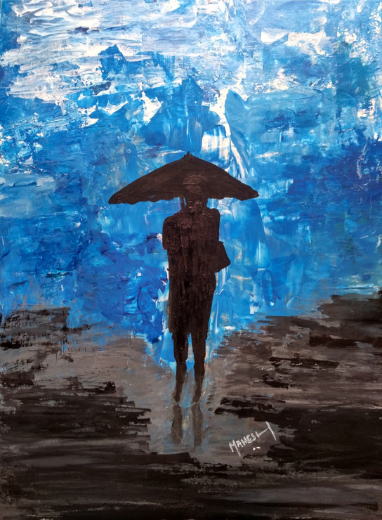 Lonely! (ART_4050_55222) - Handpainted Art Painting - 7in X 11in