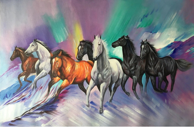 Running horse painting  (ART_6706_55589) - Handpainted Art Painting - 36in X 24in