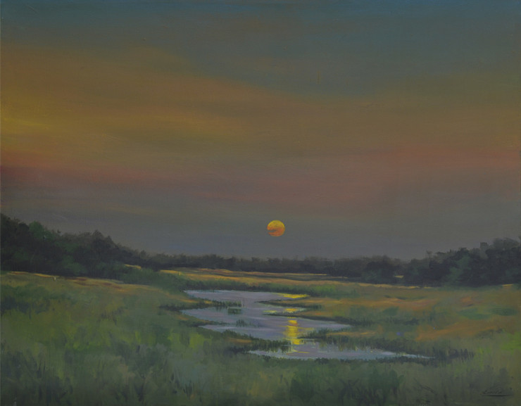 SUNSET (ART_7977_55552) - Handpainted Art Painting - 42in X 36in