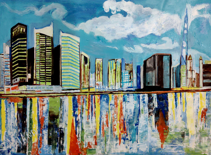 SPECTACULAR CITY (ART_6175_55448) - Handpainted Art Painting - 41in X 30in