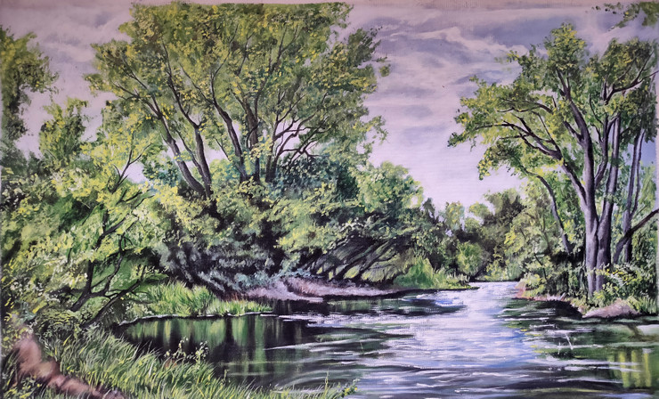 Nature scenery (ART_7973_55729) - Handpainted Art Painting - 23in X 14in