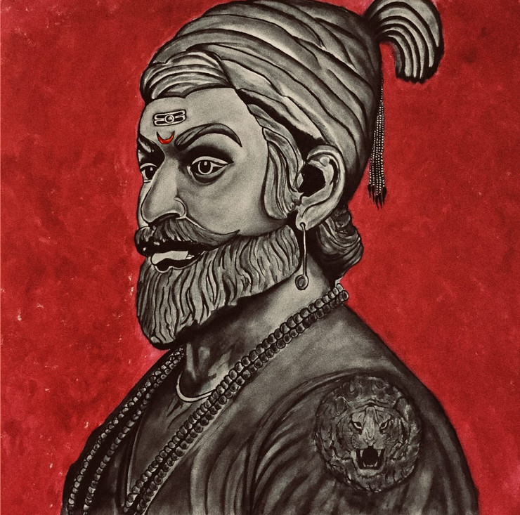 Shivaji Maharaj Statue portrait (PRT_7990_55724) - Canvas Art Print - 32in X 32in
