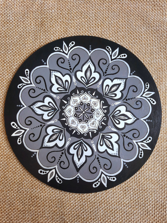 Indian Mandala - 3 (ART_4808_55617) - Handpainted Art Painting - 12in X 12in