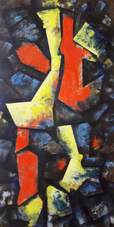 Abstract Art (ART_464_55607) - Handpainted Art Painting - 22in X 42in