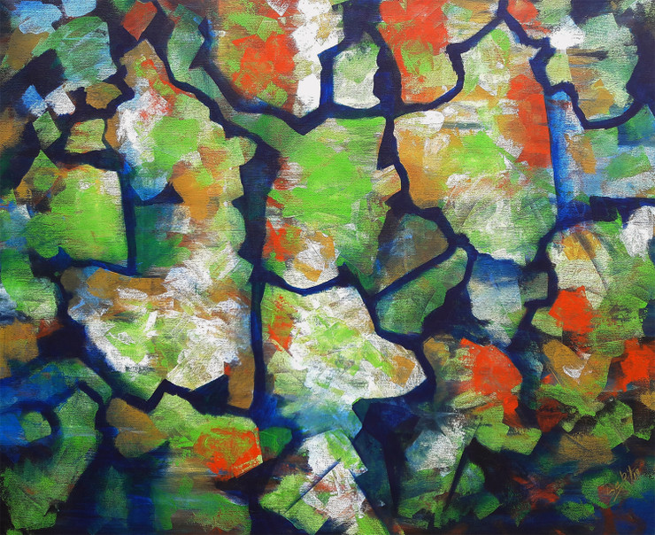 Abstract Colors (ART_464_55600) - Handpainted Art Painting - 32in X 25in
