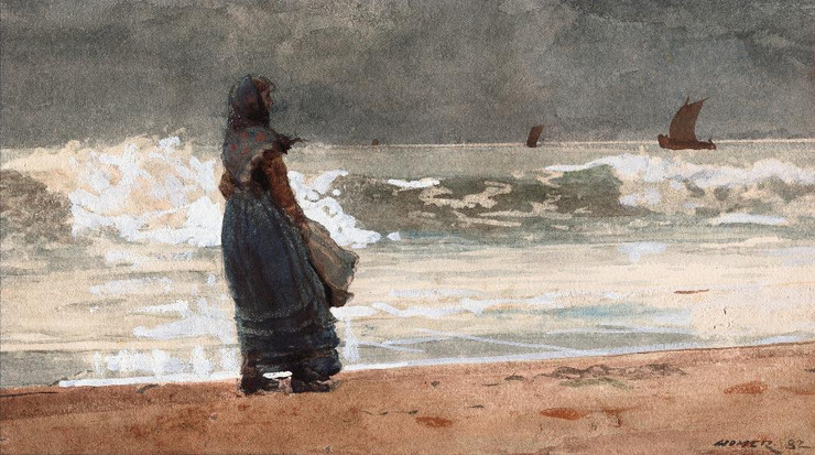 The Watcher, Tynemouth By Winslow Homer (PRT_7721) - Canvas Art Print - 18in X 10in