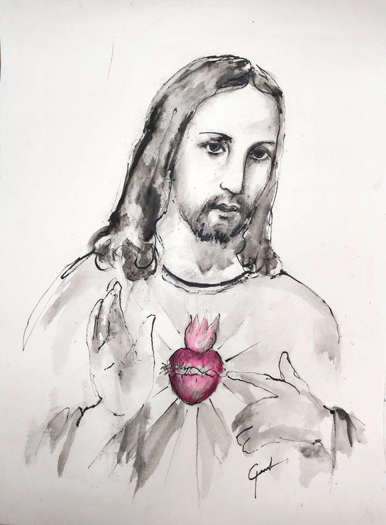 JESUS (ART_6373_55967) - Handpainted Art Painting - 22in X 30in
