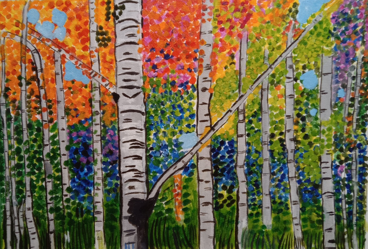 The trees from forest (ART_2419_55911) - Handpainted Art Painting - 17in X 12in