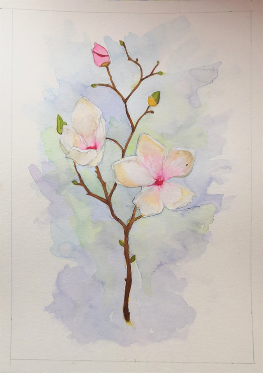 Elegant Flowers (ART_7784_55900) - Handpainted Art Painting - 7in X 11in