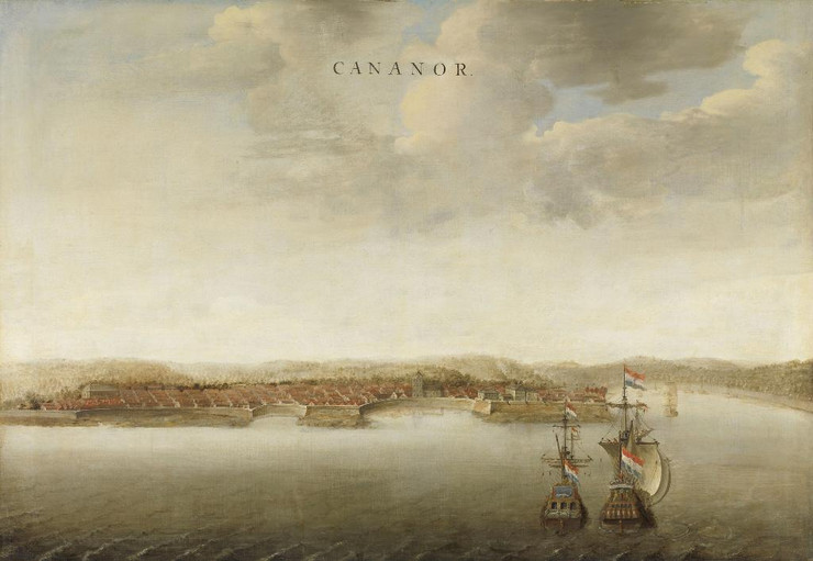 View Of Cannanore On The Malabar Coast In India. By Johannes Vinckboons (PRT_7860) - Canvas Art Print - 41in X 28in