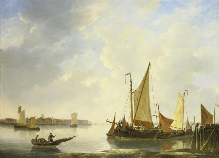 View Of Dordrecht Seen From Papendrecht By Christiaan Lodewijk Willem Dreibholtz (PRT_7917) - Canvas Art Print - 23in X 16in