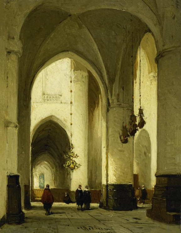 Interior Of The Church Of St Bavo In Haarlem By Johannes Bosboom (PRT_7905) - Canvas Art Print - 18in X 23in