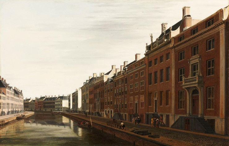 The Golden Bend In The Herengracht In Amsterdam From The West By Gerrit Berckheyde (PRT_7949) - Canvas Art Print - 34in X 22in