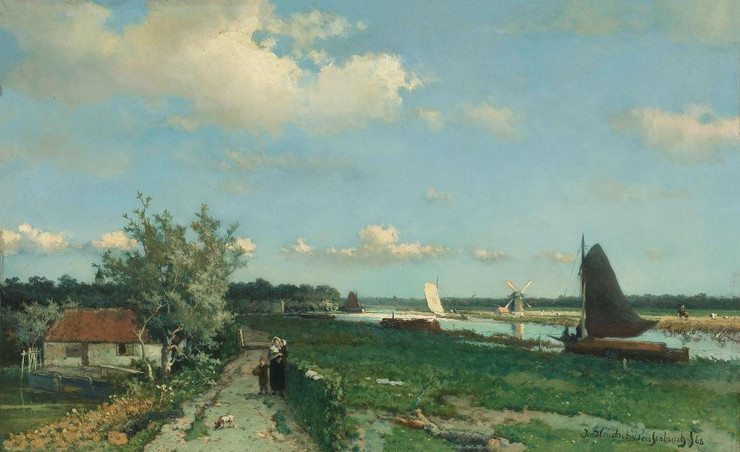 The Trekvliet Shipping Canal Near Rijswijk, Known As The ‚ÄòView Near The Geest Bridge‚Äô By Johan Hendrik Weissenbruch (PRT_7957) - Canvas Art Print - 34in X 21in