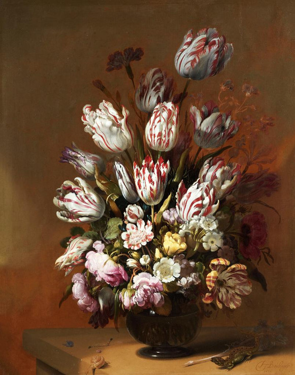 Floral Still Life By Hans Bollongier (PRT_7929) - Canvas Art Print - 26in X 33in