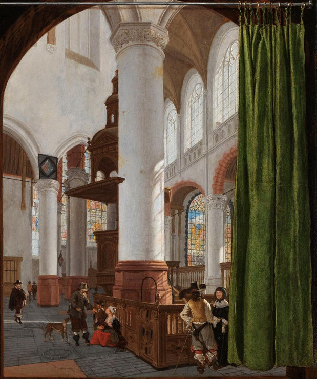 Interior Of The Oude Kerk In Delft By Gerard Houckgeest (PRT_7934) - Canvas Art Print - 24in X 29in