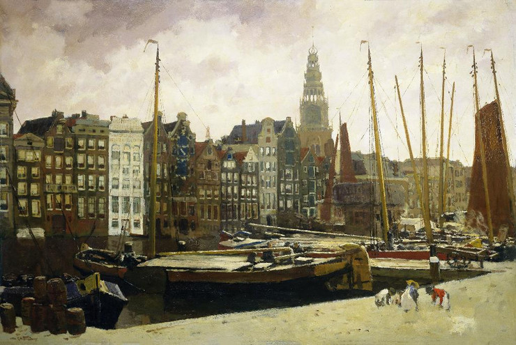 The Damrak, Amsterdam By George Hendrik Breitner (PRT_7946) - Canvas Art Print - 23in X 16in