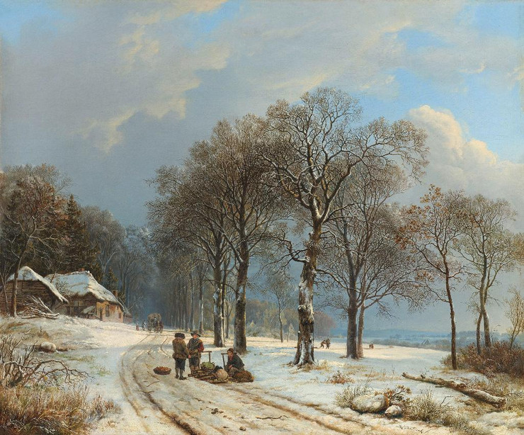 Winter Landscape By Barend Cornelis Koekkoek (PRT_7966) - Canvas Art Print - 30in X 25in