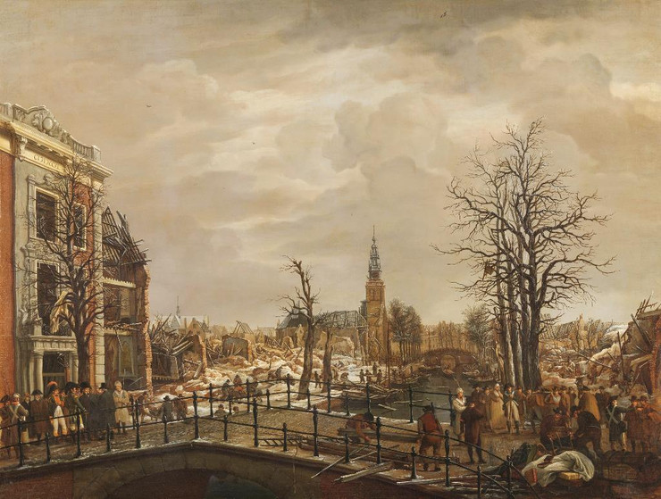 The Rapenburg In Leiden By Carel Lodewijk Hansen (PRT_7953) - Canvas Art Print - 37in X 28in