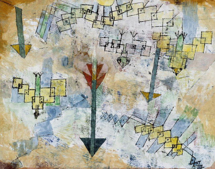 Birds Swooping Down And Arrows (1919) By Paul Klee (PRT_8004) - Canvas Art Print - 21in X 17in
