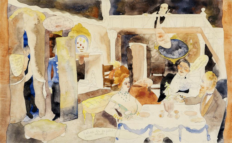 Lulu And Alva Sch√∂n At Lunch (1918) By Charles Demuth (PRT_8047) - Canvas Art Print - 46in X 28in