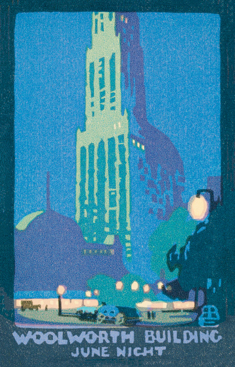 Woolworth Building June Night (1916) From Postcards New York Series 1 By Rachael Robinson Elmer (PRT_8099) - Canvas Art Print - 16in X 24in