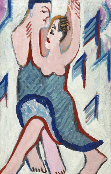 Dancing Couple In The Snow, Reverse By Ernst Ludwig Kirchner (PRT_8111) - Canvas Art Print - 15in X 23in