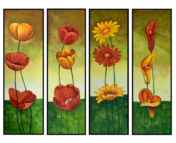 Flower painting  (ART_6706_56413) - Handpainted Art Painting - 48in X 36in