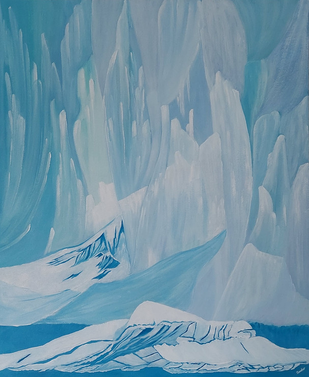 Iceberg Cave (ART_8004_56341) - Handpainted Art Painting - 30in X 36in