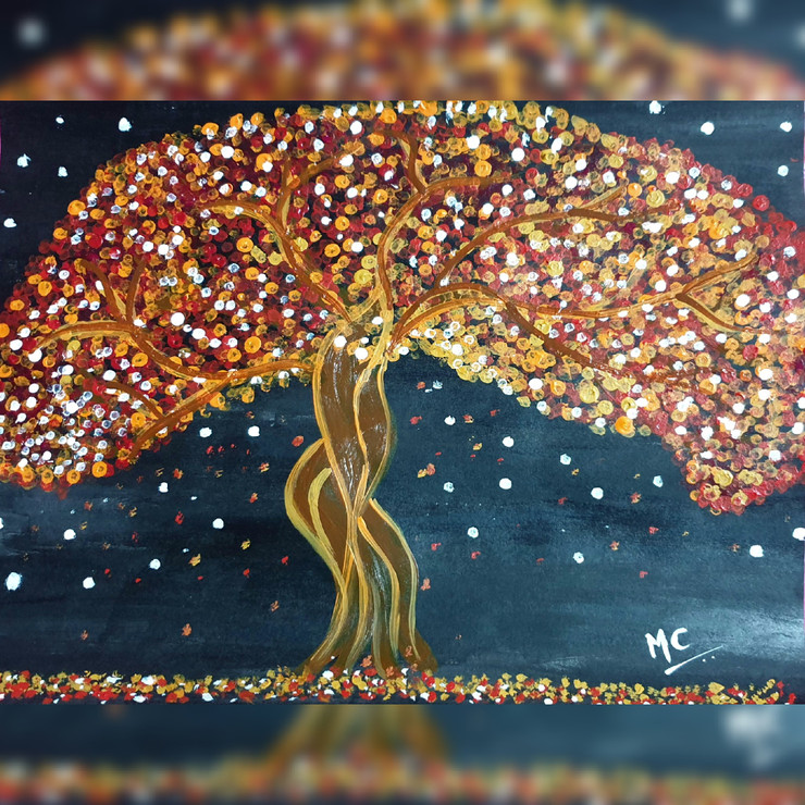 Tree of Eve (ART_8017_56221) - Handpainted Art Painting - 17in X 13in