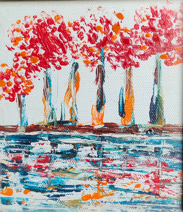 Blossom trees (ART_5912_56215) - Handpainted Art Painting - 4in X 5in