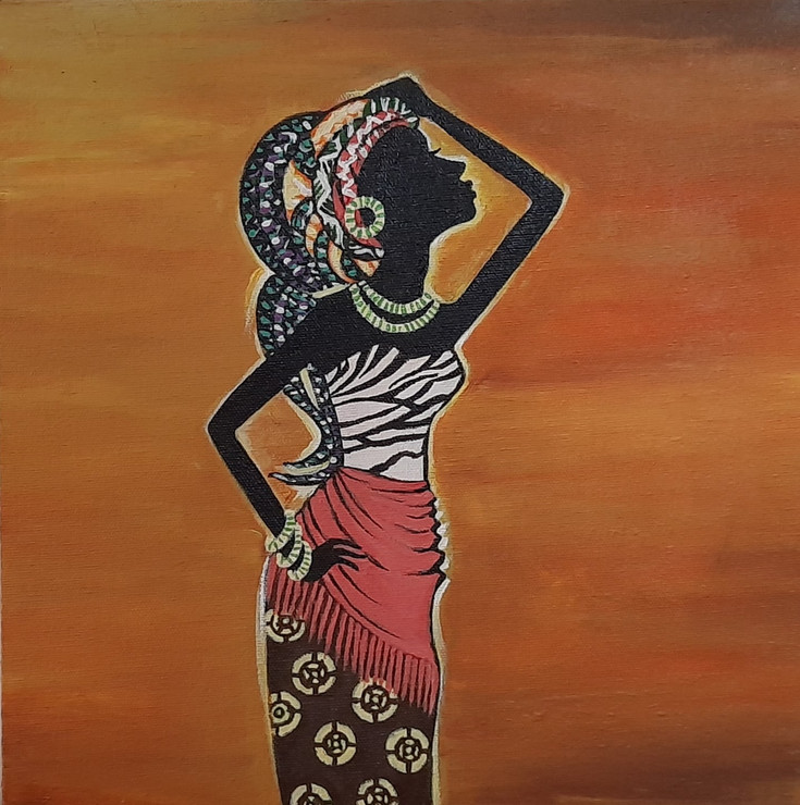 African Woman (PRT_7881_54481) - Canvas Art Print - 12in X 12in