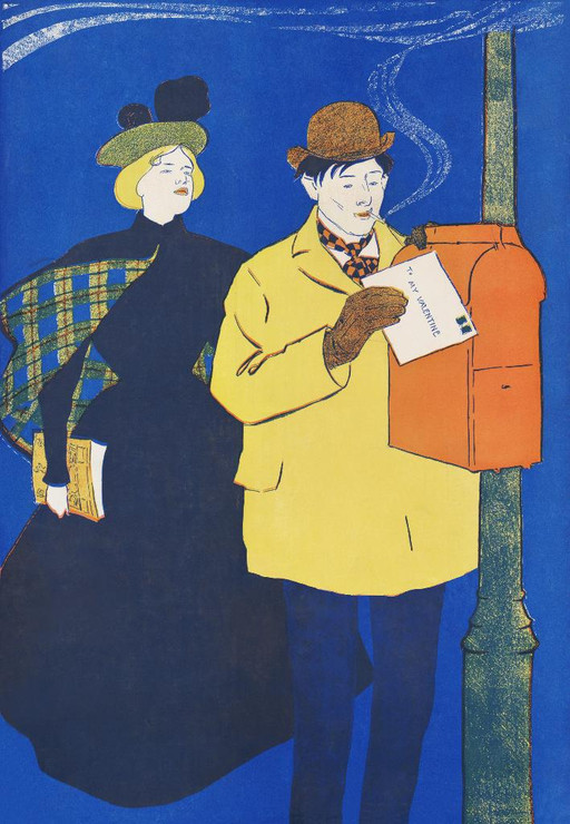 Man And Woman Sending Letter (1895) By Edward Penfield (PRT_8203) - Canvas Art Print - 28in X 41in