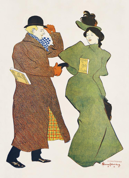 Man And Woman Shaking Hands (1895) By Edward Penfield (PRT_8204) - Canvas Art Print - 28in X 39in