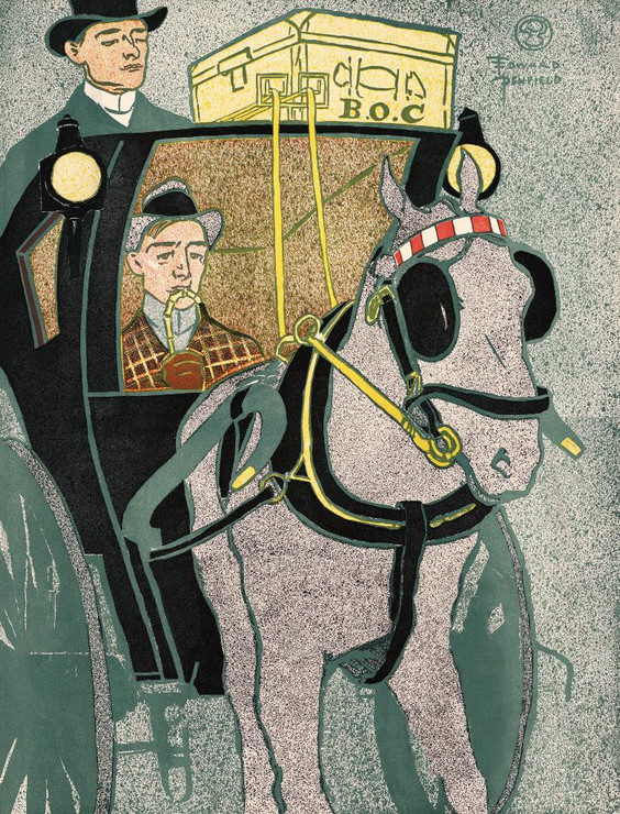 Man In Carriage (1896) By Edward Penfield (PRT_8208) - Canvas Art Print - 28in X 37in