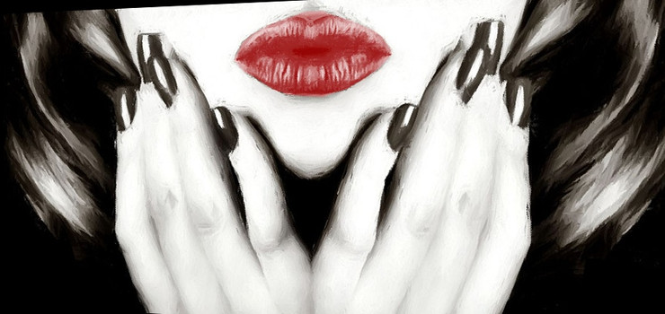 Red Lips,Black Nail paint,Model,Beauty,Black Beauty
