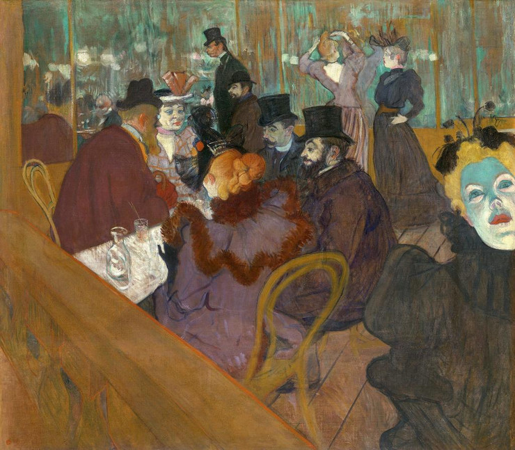 At The Moulin Rouge By Henri De Toulouse‚ÄìLautrec (PRT_8258) - Canvas Art Print - 18in X 16in