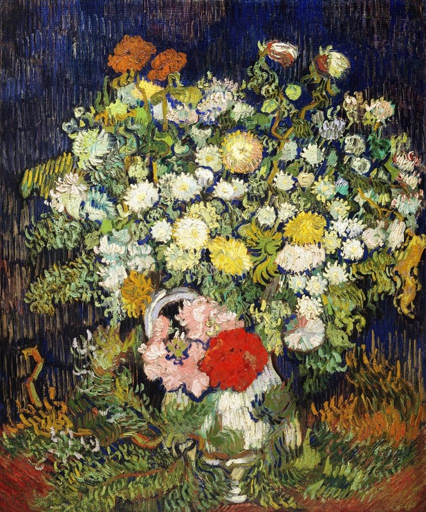 Bouquet Of Flowers In A Vase (1890) By Vincent Van Gogh (PRT_8280) - Canvas Art Print - 18in X 22in