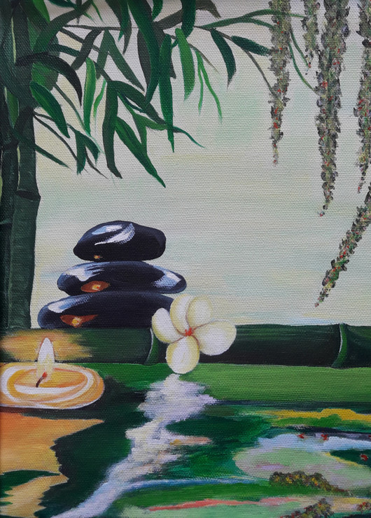 Zen painting - peace and prosperity (ART_8034_56479) - Handpainted Art Painting - 8in X 11in