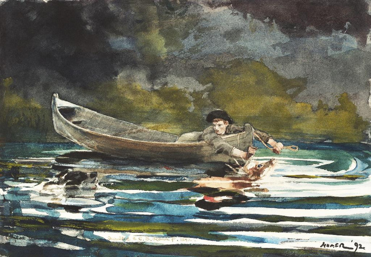 Sketch For Hound And Hunter By Winslow Homer (PRT_8340) - Canvas Art Print - 23in X 16in