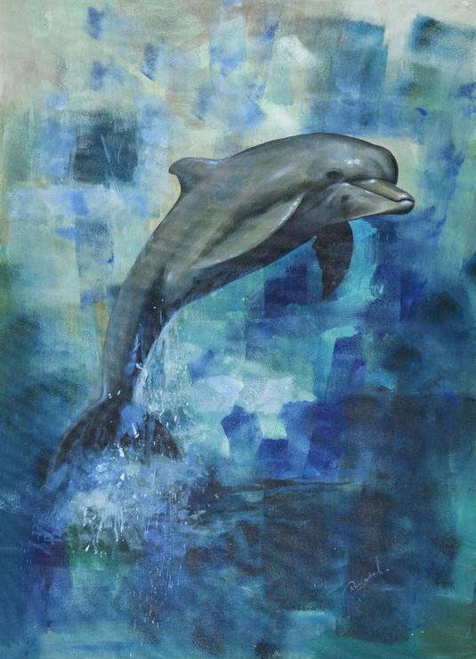 Dolphin By RA Arts (PRT_8388) - Canvas Art Print - 23in X 31in