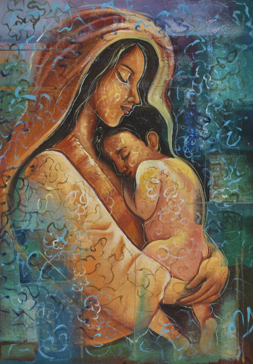 Mother And Child By RA Arts (PRT_8387) - Canvas Art Print - 22in X 32in