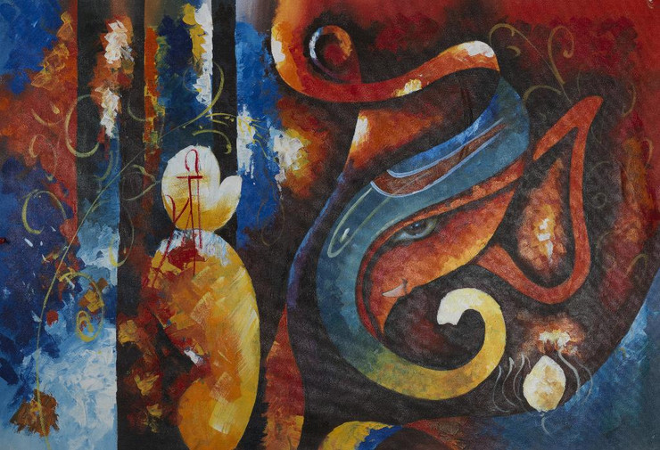 Ganesha 3 By RA Arts  (PRT_8385) - Canvas Art Print - 31in X 21in