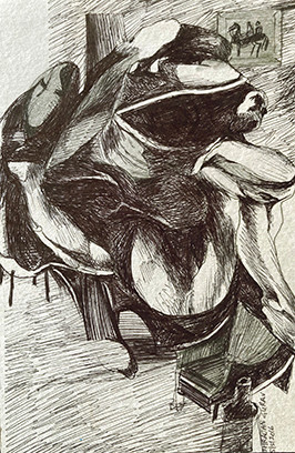 Bull in the room (ART_6267_56633) - Handpainted Art Painting - 5in X 8in