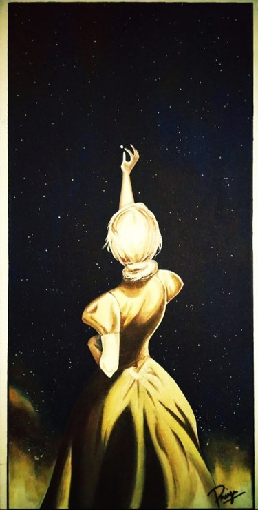 Night Dream (ART_6518_56590) - Handpainted Art Painting - 12in X 24in