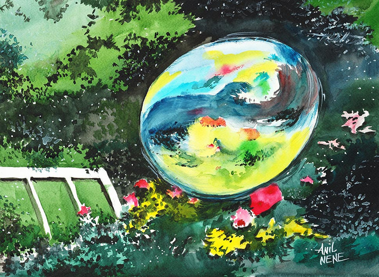 Bubble Reflections (PRT_924_2743) - Canvas Art Print - 16in X 11in