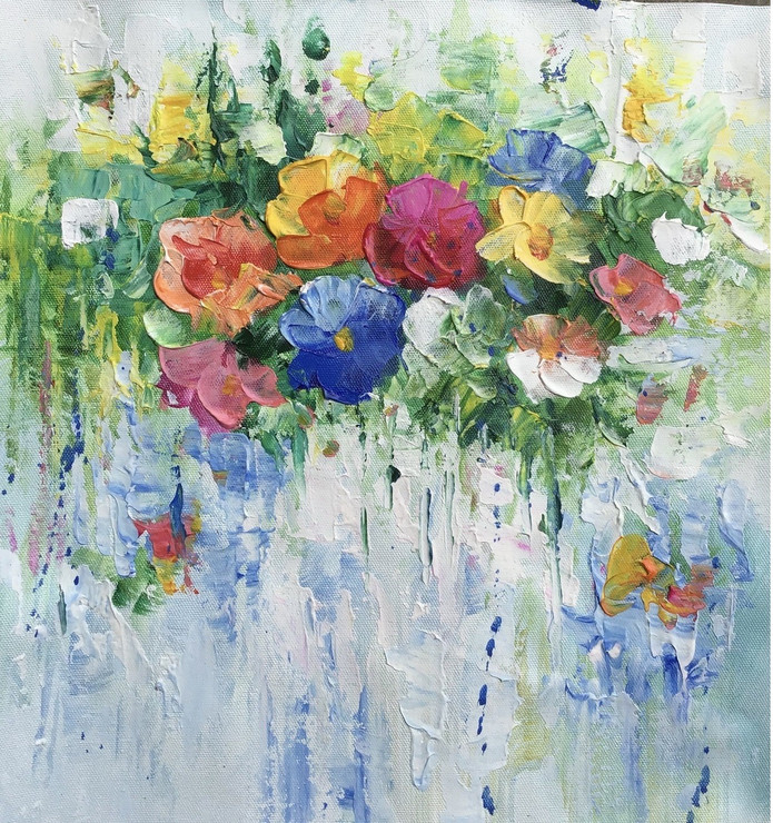 Flower painting  (ART_6706_57021) - Handpainted Art Painting - 24in X 24in