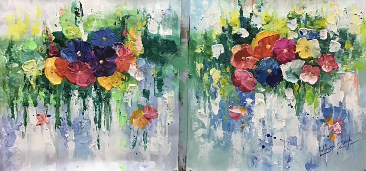 Flower painting  (ART_6706_57017) - Handpainted Art Painting - 24in X 12in
