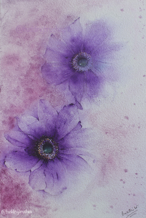 Floating Purples (ART_8053_57006) - Handpainted Art Painting - 7in X 10in